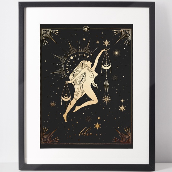 Libra Wall Art Celestial Zodiac Horoscope Illustration Print Poster Unframed - Picture 3 of 17